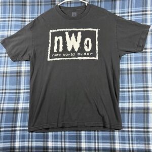 WWE Authentic nWo New World Order T-Shirt Mens Large Black Wrestling WCW Logo